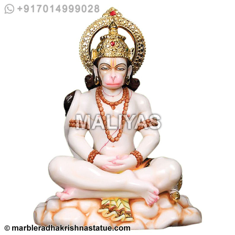 Makrana Marble Abhaya Hanuman Statue