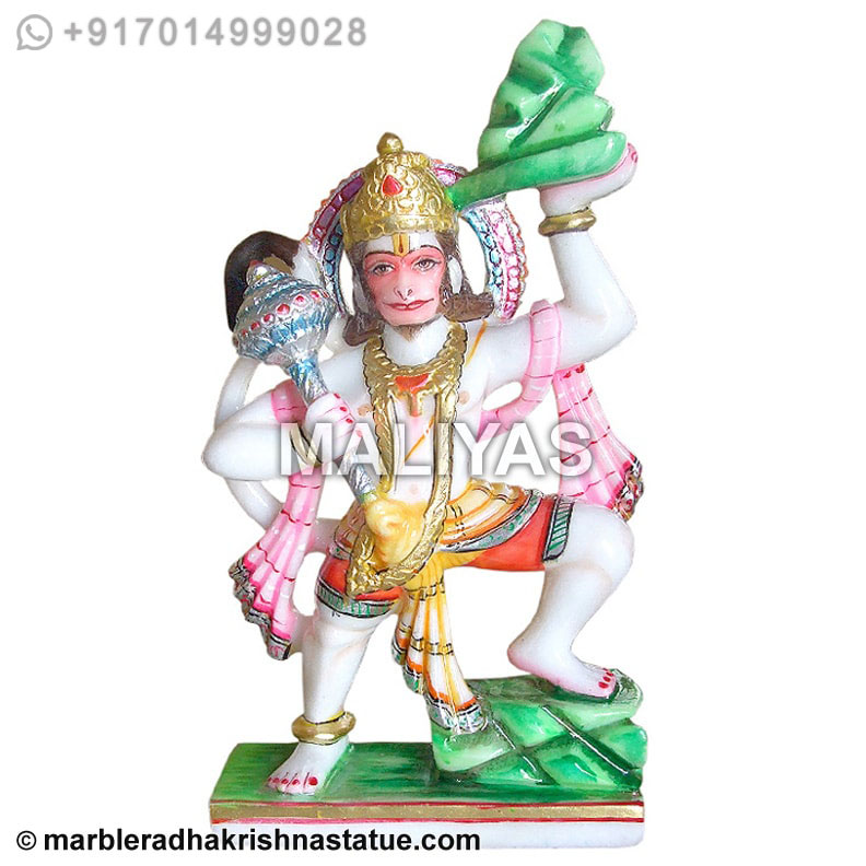 Marble Hanuman Statue carrying Mountain