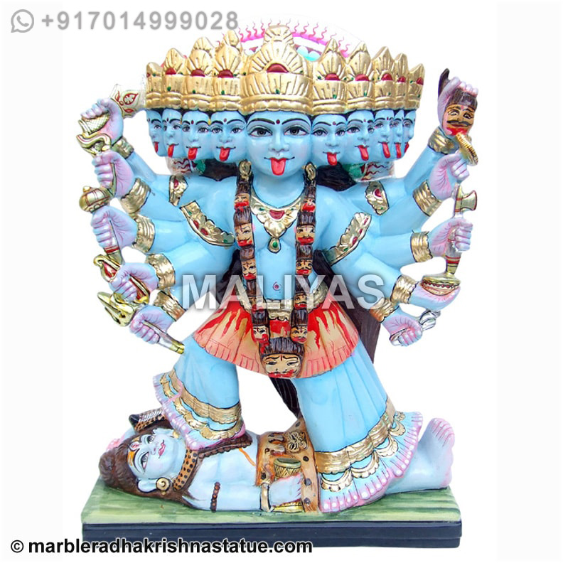 Marble Maa Kali Statue with ten hands