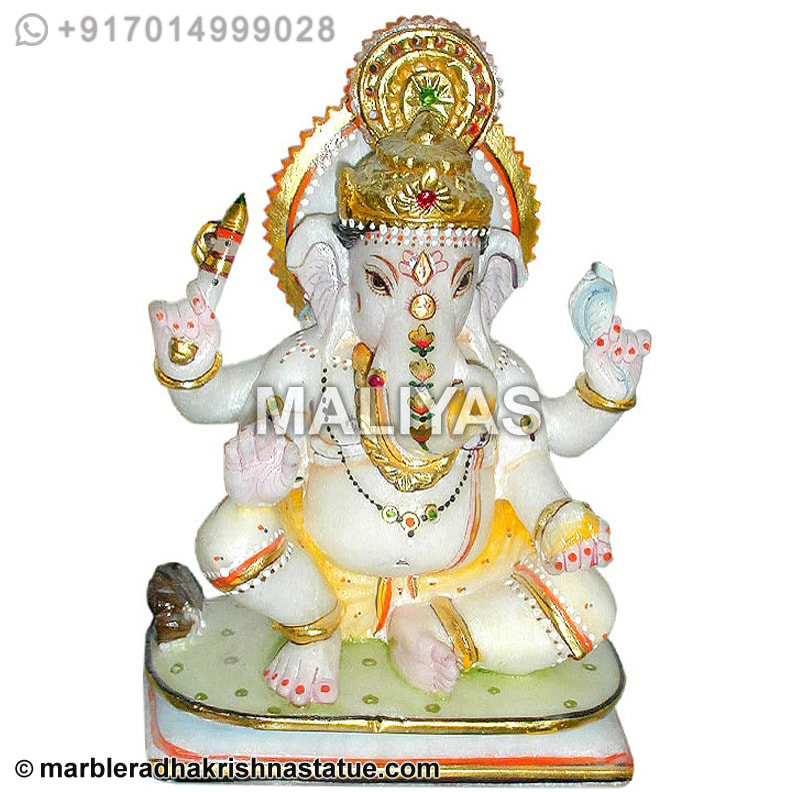 Seated Ganesh Statue With 4 Arms