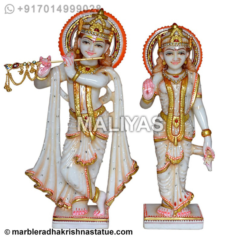 White Marble Radha Krishna Statue