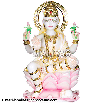 White Marble Lakshmi Sculpture