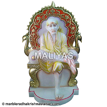 Marble Sai baba with Singhasan