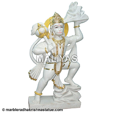 White Marble Veer Hanuman Moorti