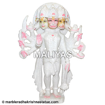 White Marble Panchmukhi Hanuman Murti